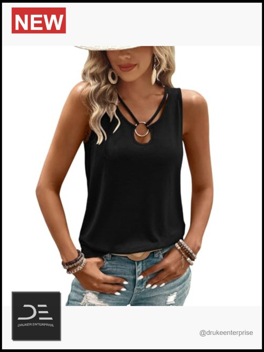 2 Pack Womens Sleeveless Keyhole Neck Tank Tops Summer Fashion Tops - Picture 5 of 7